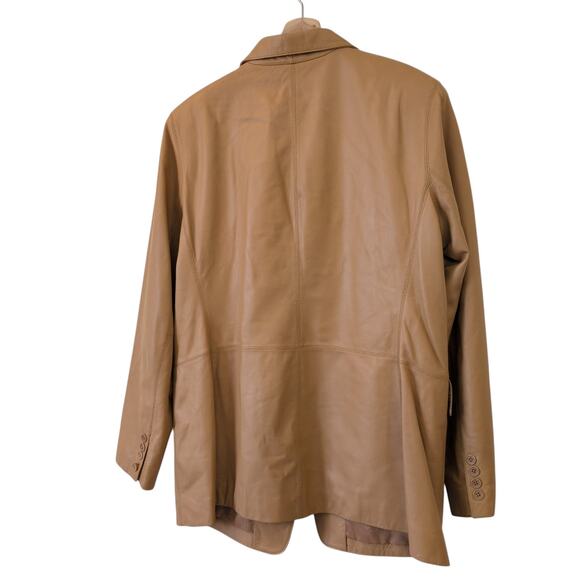 Vintage Lord & Taylor Camel Brown Leather Blazer Jacket Size 16 - Beautiful! - Picture 3 of 10